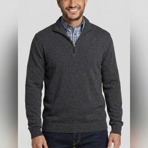 Jos. A. Bank Men's Traveler Quarter Zip 100% Merino Wool Sweater Long Sleeve